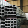 Close-up of rectangular steel pipe cross-section - elongated rectangular profile with uniform wall thickness